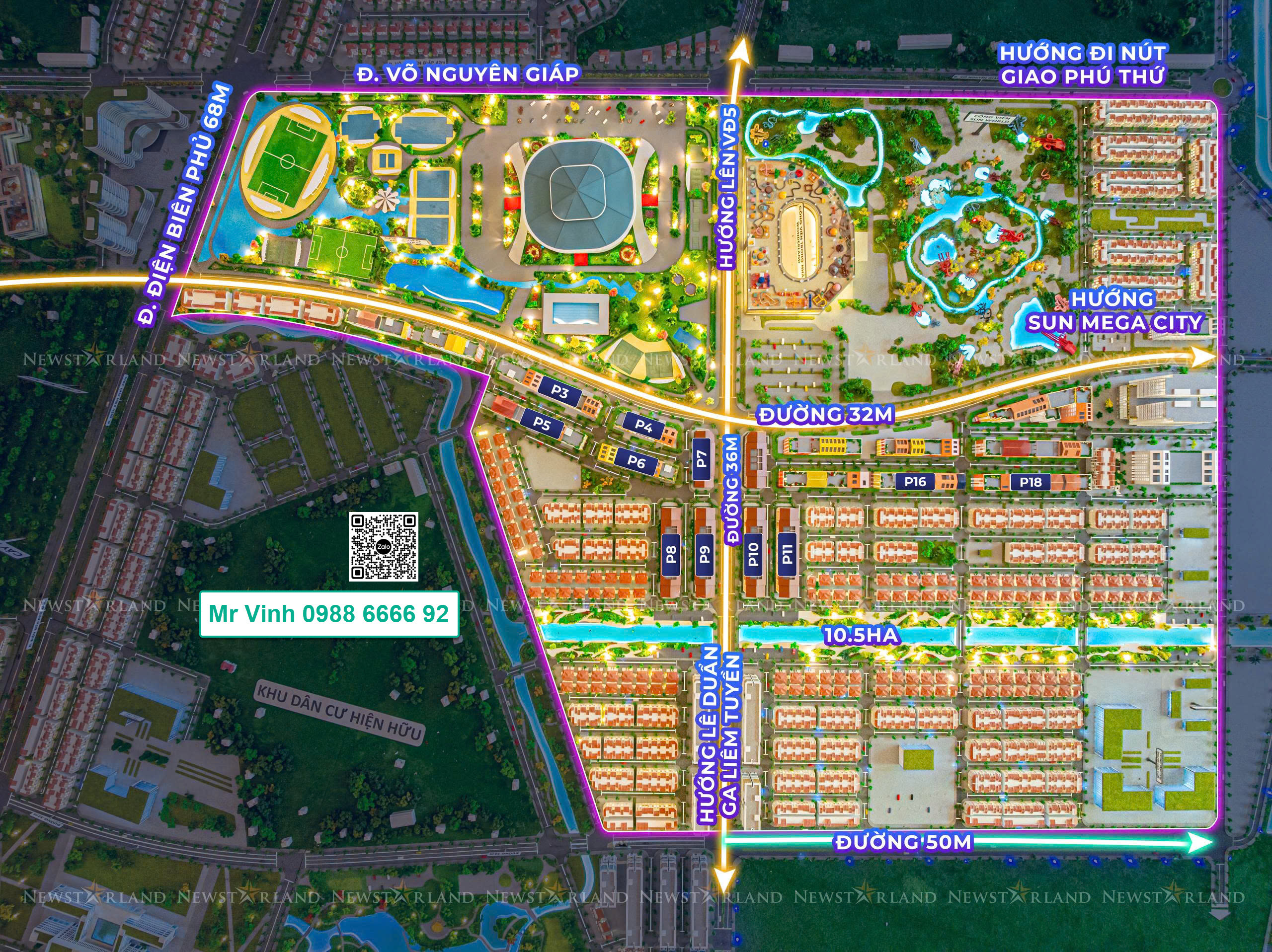 Tổng mặt bằng các tòa chung cư Park Residence tại Flora Avenue