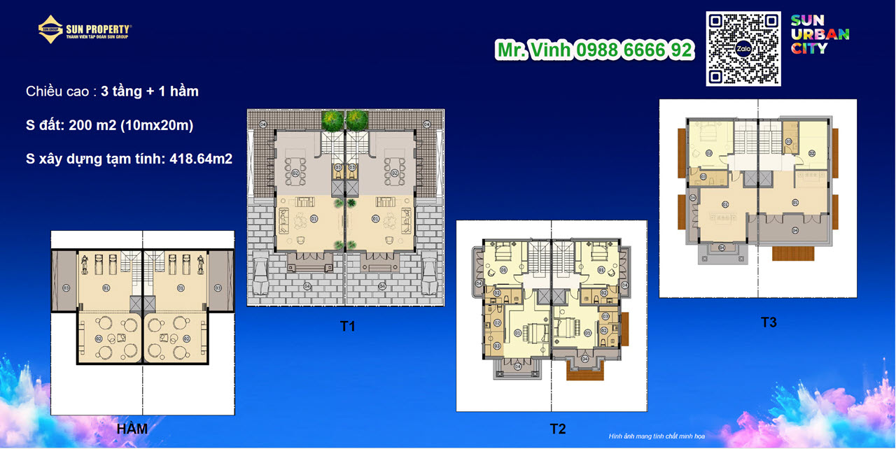 Layout biệt thự Sun Urban City