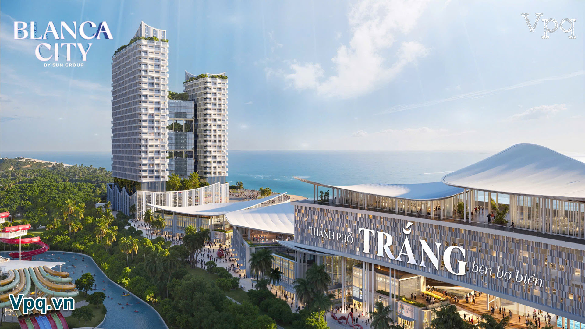Những tòa cao tầng với sắc trắng tinh khôi nổi bật