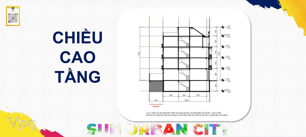 Chiều cao tầng liền kề mặt tiền 8m