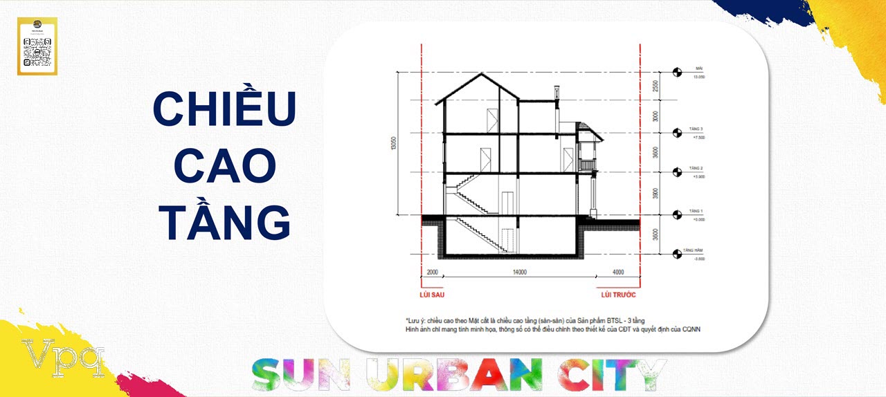 Chiều cao tầng biệt thự Sun Urban City