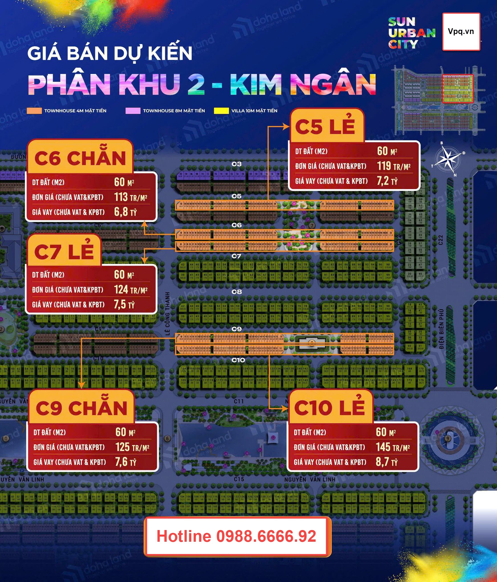 Đơn giá các sản phẩm nhà phố Townhouse Kim Ngân 2 ra mắt T6/2025