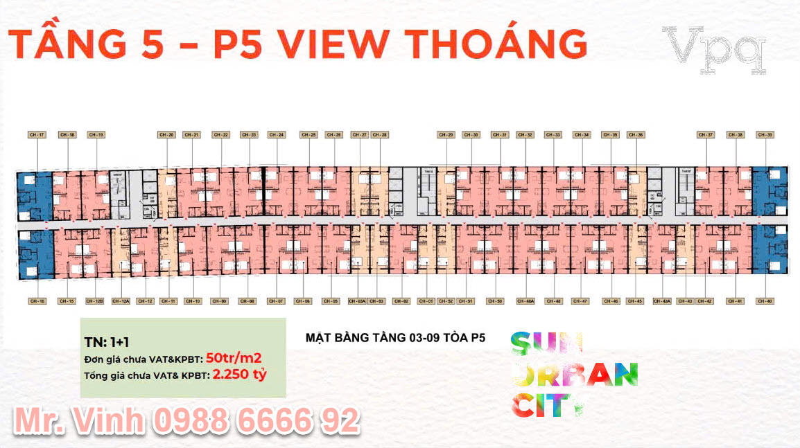 Bảng giá bán căn hộ Park Residence tòa điển hình P5