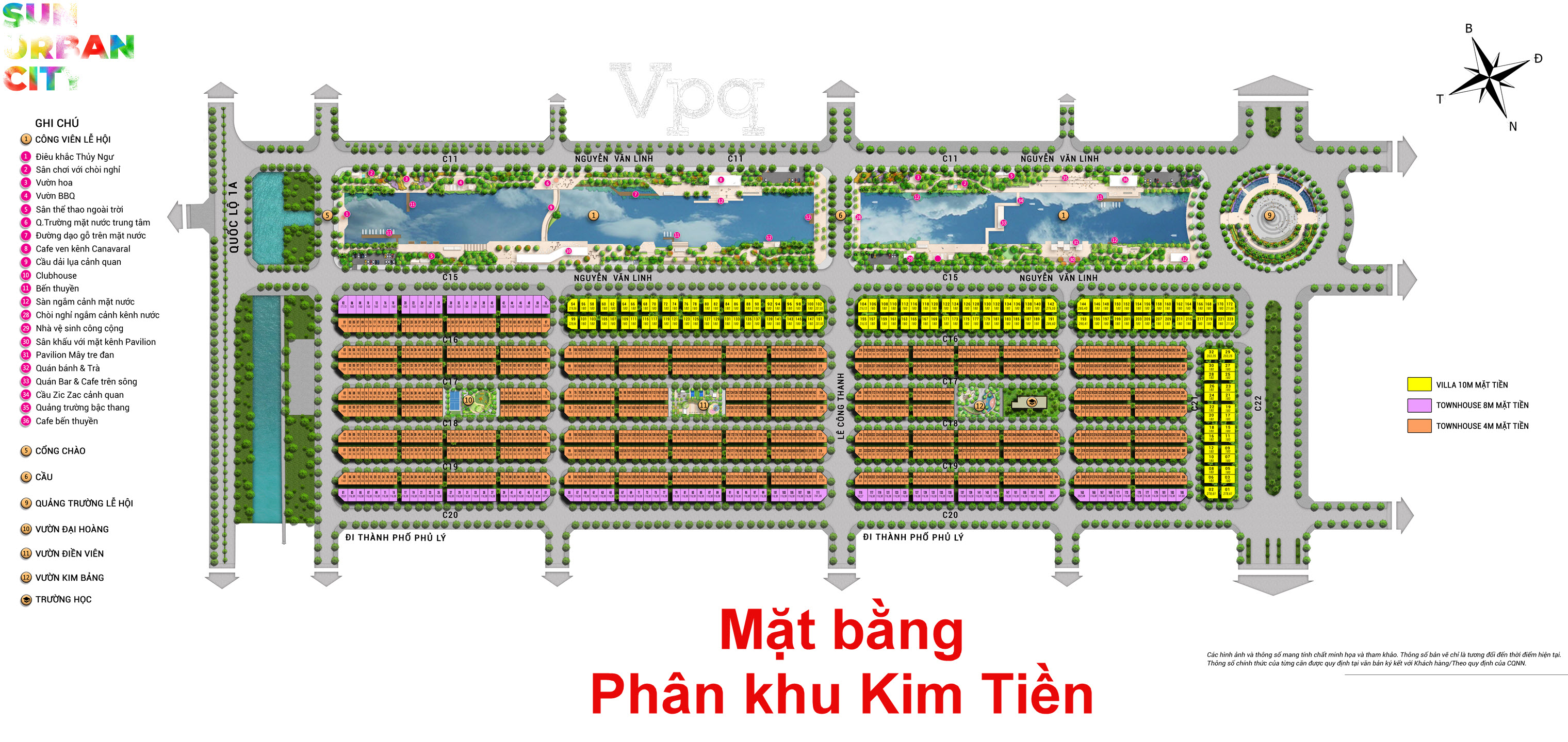 Mặt bằng phân khu Kim Tiền Sun Urban City Hà Nam