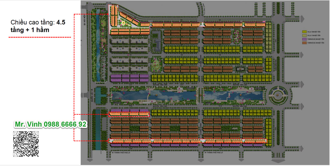 Vị trí Townhouse 4m mặt tiền xây 4.5 tầng Sun Urban City