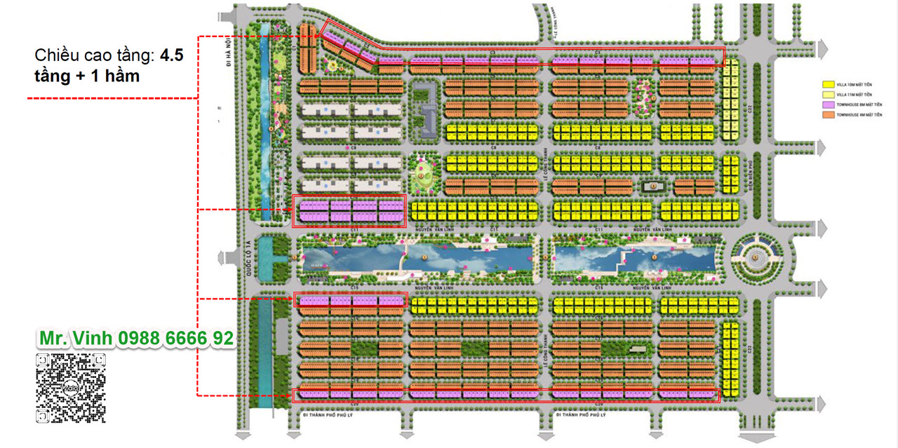 Vị trí Townhouse mặt tiền 8m Sun Urban City