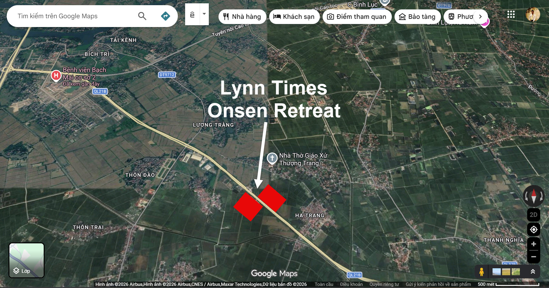 Vị tr&iacute; dự &aacute;n Onsen Fuji H&agrave; Nam tr&ecirc;n Gmap