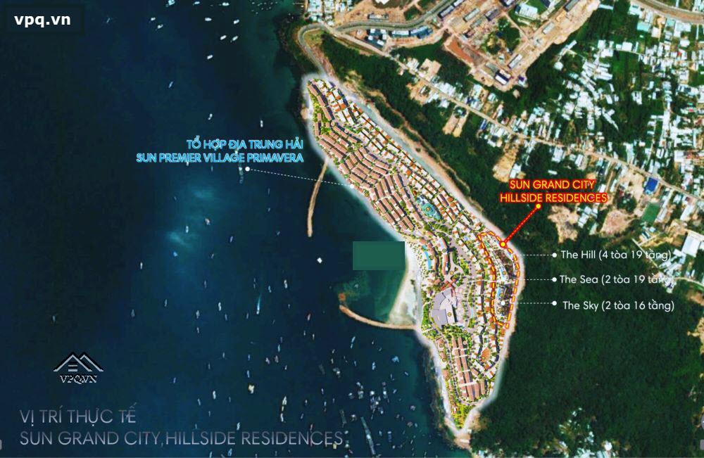 Vị trí thực tế thị trấn Địa Trung Hải, Phú Quốc trên vệ tinh