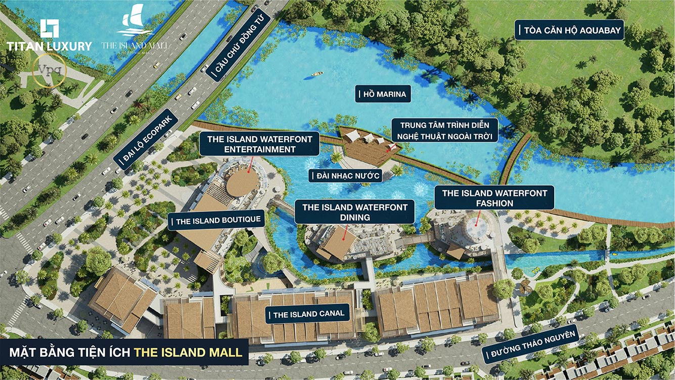 Tổng mặt bằng tiện ích dự án Shophouse The Island Mall Ecopark