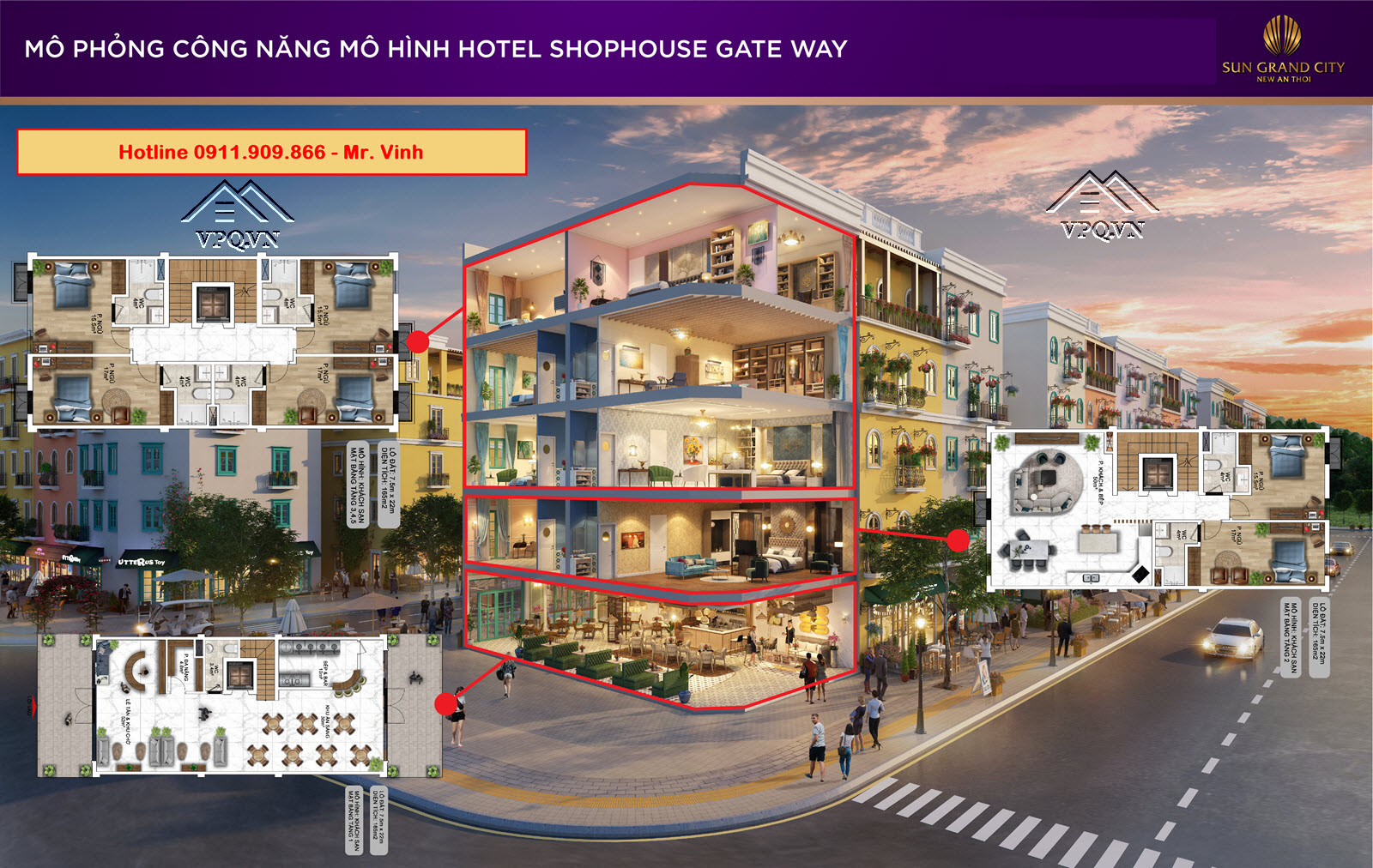 Thiết kế Shophouse Gateway An Thới mô hình khách sạn