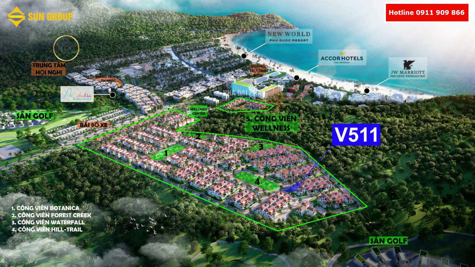 V511 nằm tại thung lũng nhiệt đới - vùng vi khí hậu của Sun Tropical Village