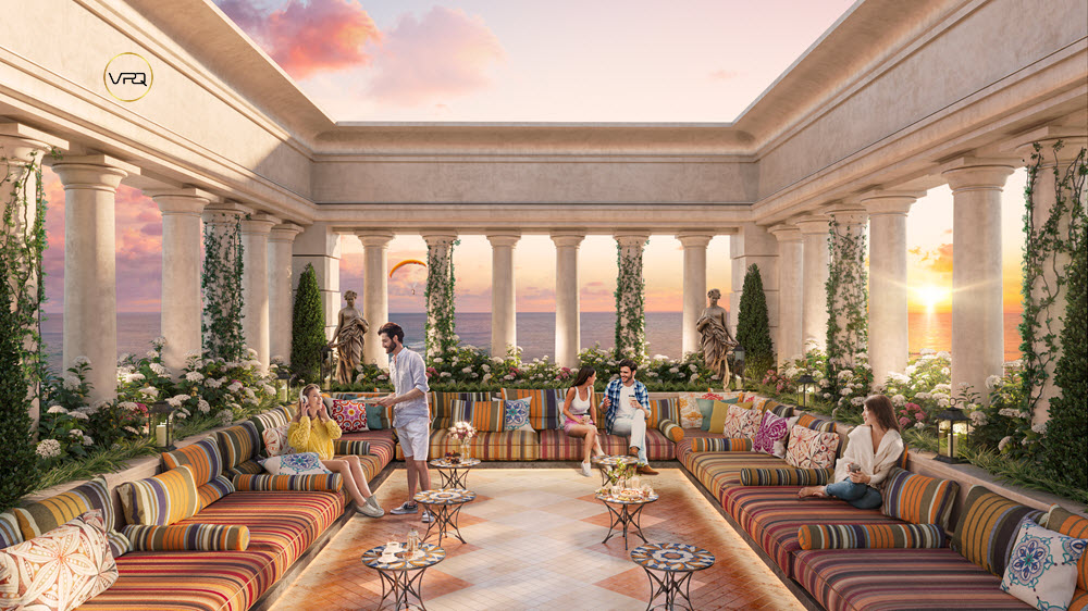 Góc Cafe ấn tượng đậm chất kiến trúc Taormina tại tầng 16 căn hộ The Sea Hillside