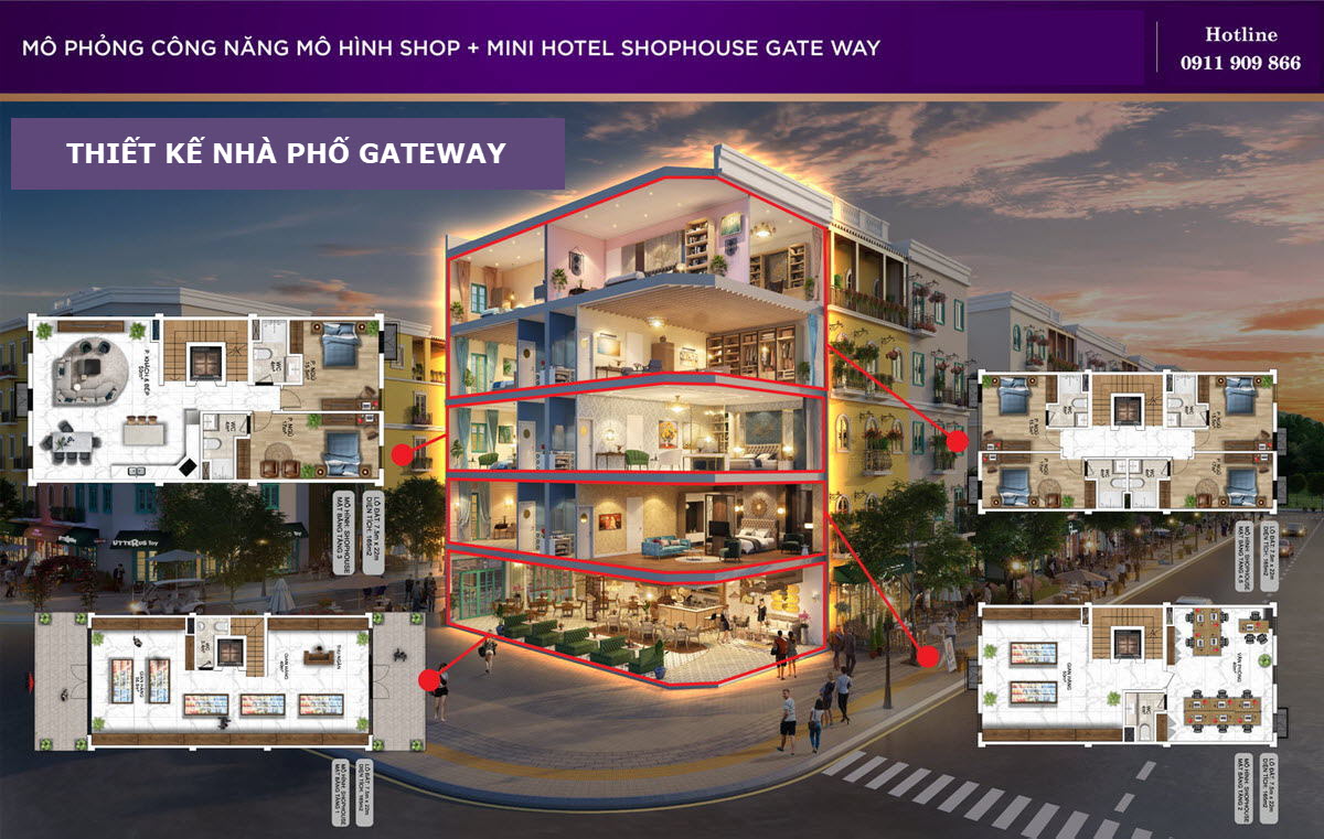 Thiết kế Shop + mini hotel - shophouse Gateway An Thới